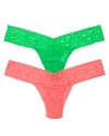 A soft stretchy lace low-rise thong with a thick signature lace waistband in new fashion colors!