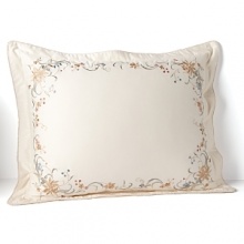 Detailed floral embroidery infuses this Lauren by Ralph Lauren standard sham with heirloom luxury for a rich complement to your decor. Detailed floral embroidery infuses this Lauren by Ralph Lauren standard sham with heirloom luxury for a rich complement to your decor.
