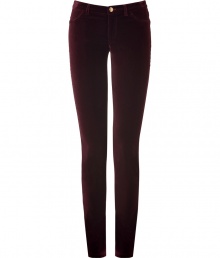 Add a high style kick to your favorite wardrobe basics with these luxe velvet skinny pants from Emilio Pucci - Five-pocket styling, ultra-slim fit, skinny leg - Style with a sheer blouse, a leather jacket, and platform heels