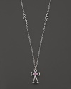 Badgley Mischka Pink Sapphire And Diamond Cross Necklace, 18