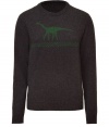 Whimsical goes luxe with this dinosaur-printed pullover from Jil Sander - Crew neck, long sleeves, slim fit, knitted dinosaur and stripe print - Pair with jeans and retro-inspired trainers