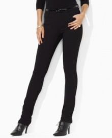 Styled like a jean with all the polish of an essential dress pant, these pants from Lauren by Ralph Lauren are crafted in a sleek stretch twill knit and finished with a slim leg for contemporary elegance. Styled like a jean with all the polish of an essential dress pant, these pants from Lauren by Ralph Lauren are crafted in a sleek stretch twill knit and finished with a slim leg for contemporary elegance.