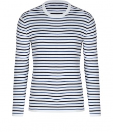 With a nautical mix of white, navy and blue, Vinces cotton crewneck is a timeless choice perfect for city and seaside looks alike - Round neckline with fine ribbed trim, long sleeves - Slim fit - Wear with jeans and loafers, or cargo shorts and flip-flops With a nautical mix of white, navy and blue, Vinces cotton crewneck is a timeless choice perfect for city and seaside looks alike - Round neckline with fine ribbed trim, long sleeves - Slim fit - Wear with jeans and loafers, or cargo shorts and flip-flops