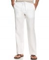 Take it easy in a pair of Tasso Elba drawstring linen pants, your go-to choice for cool, comfortable summertime style.