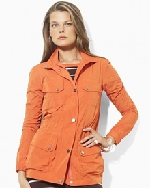 The stylish and sporty full-zip Luka jacket is rendered in lustrous taffeta with sleek hardware and plenty of pockets for lightweight protection on chillier days. The stylish and sporty full-zip Luka jacket is rendered in lustrous taffeta with sleek hardware and plenty of pockets for lightweight protection on chillier days.