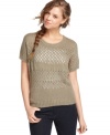 An open-knit sweater from Pink Rose makes an easy layering piece! Try it with skinny jeans for a fresh look.