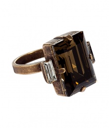 Stylish ring from cult New York accessories label Dannijo - Handmade in the U.S. of antique brass and Swarovski Elements - Claw-set amber stone is flanked by two smaller clear crystals - Measures approximately 3/4 long - Sophisticated and versatile, pairs easily with polished daytime looks and evening wear Stylish ring from cult New York accessories label Dannijo - Handmade in the U.S. of antique brass and Swarovski Elements - Claw-set amber stone is flanked by two smaller clear crystals - Measures approximately 3/4 long - Sophisticated and versatile, pairs easily with polished daytime looks and evening wear