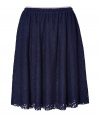 Bring romantic-inspired chic to your party-ready style with this lace skirt - Elasticized waistband, full skirt, lace overlay - Style with a sheer blouse, fishnets, and platform pumps
