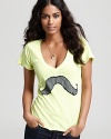 A mustache graphic makes a tongue-in-cheek statement on this WILDFOX tee for lighthearted weekend style.