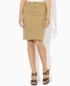 Lauren Ralph Lauren's casual skirt is rendered in soft, sueded stretch twill for a flattering fit and shape.