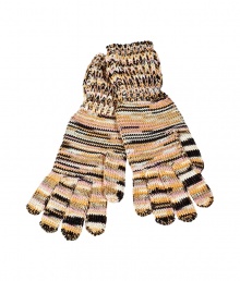 Stay warm in style with these luxe knit gloves from Missoni - Classic Missoni knit gloves with ribbed cuffs - Style with skinny jeans, a knit cape, and high heel booties Stay warm in style with these luxe knit gloves from Missoni - Classic Missoni knit gloves with ribbed cuffs - Style with skinny jeans, a knit cape, and high heel booties