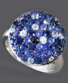 Cool it down in shades of blue. Balissima by Effy Collection's button ring features pave-set sapphires (2-9/10 ct. t.w.) in a range of hues. Set in sterling silver. Size 7.