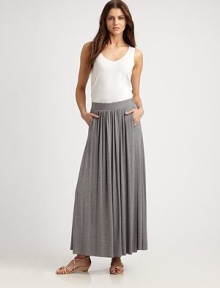 Softly gathered details give this long, knit skirt with a comfortable, elasticized waistband, instant appeal.Elasticized waistbandAbout 43 long96% modal/4% elastaneHand washImported Model shown is 5'10 (177cm) wearing US size Small. Softly gathered details give this long, knit skirt with a comfortable, elasticized waistband, instant appeal.Elasticized waistbandAbout 43 long96% modal/4% elastaneHand washImported Model shown is 5'10 (177cm) wearing US size Small.