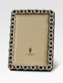 Hand-embellished Swarovski crystals top this luminous picture frame. From the Links CollectionImported Hand-embellished Swarovski crystals top this luminous picture frame. From the Links CollectionImported