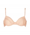 Sweet and seductive with its corset-effect satin taped seams, Kiki de Montparnasses sheer nude bra is as chic as it is easy to wear - Tonal satin seams, underwire, soft cups, adjustable straps, hook and eye closures - Perfect under any outfit or with matching panties for stylish lounging
