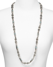Lauren Ralph Lauren pays homage to Southwestern style with this beaded necklace, accented by an evocative mix of textured silver and turquoise beads. Lauren Ralph Lauren pays homage to Southwestern style with this beaded necklace, accented by an evocative mix of textured silver and turquoise beads.