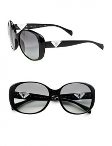 This glamourous, acetate style boasts an inset crystal triangle logo temple. Available in dark bordeaux with grey gradient lens or black with grey gradient lens. Inset crystal triangle logo temples100% UV protectionMade in Italy This glamourous, acetate style boasts an inset crystal triangle logo temple. Available in dark bordeaux with grey gradient lens or black with grey gradient lens. Inset crystal triangle logo temples100% UV protectionMade in Italy