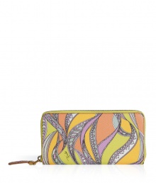 A fun way to incorporate color into your outfit, Emilio Puccis printed PVC wallet is an iconic choice - Zip-around closure, pastel pink lambskin inside, zippered sectional change pocket, multiple credit card slots - Slip into a straw tote for an effortless spring look A fun way to incorporate color into your outfit, Emilio Puccis printed PVC wallet is an iconic choice - Zip-around closure, pastel pink lambskin inside, zippered sectional change pocket, multiple credit card slots - Slip into a straw tote for an effortless spring look