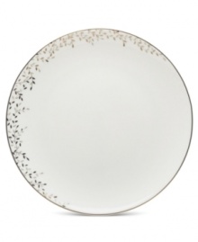 Fringed with shimmering leaves of platinum and mica, this bone china salad plate turns your table into a springtime utopia. Its sleek coupe shape is a vision of modern elegance in platinum-banded white. Fringed with shimmering leaves of platinum and mica, this bone china salad plate turns your table into a springtime utopia. Its sleek coupe shape is a vision of modern elegance in platinum-banded white.