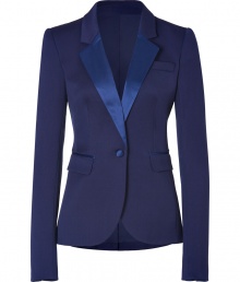 Perfect for a seamless transition from busy office days to chic city cocktails, Rachel Zoes royal tuxedo blazer is a festive choice guaranteed to add a glamorous edge to your outfit - Peaked satin lapel, long sleeves, satin buttoned cuffs, single button closure, flap pockets - Tailored fit - Team with button-downs and slim fit trousers, or go all out and wear as a suit