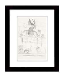 Draw from the classic American style of Lauren Ralph Lauren with the Deer's Head in Bar art print. A handsome lodge toned down in basic pencil on paper gives this print a casual charm. With a simple wood frame. Draw from the classic American style of Lauren Ralph Lauren with the Deer's Head in Bar art print. A handsome lodge toned down in basic pencil on paper gives this print a casual charm. With a simple wood frame.