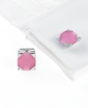 Warm up your look with these pink square cufflinks from Donald Trump.