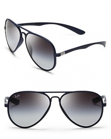 Super light and style-right, these Ray-Ban aviator sunglasses will lighten up your outlook. Super light and style-right, these Ray-Ban aviator sunglasses will lighten up your outlook.