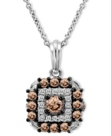 Sparkle and shine. Le Vian's stunning square-shaped pendant combines round-cut chocolate diamonds (3/8 ct. t.w.) and white diamond accents. Set in 14k white gold. Approximate length: 18 inches. Approximate drop: 5/8 inch. Sparkle and shine. Le Vian's stunning square-shaped pendant combines round-cut chocolate diamonds (3/8 ct. t.w.) and white diamond accents. Set in 14k white gold. Approximate length: 18 inches. Approximate drop: 5/8 inch.