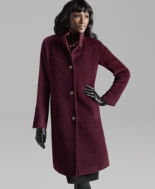 Jones New York's button front coat has a hint of alpaca added for richness and warmth. Bundle up in luxurious style! (Clearance) Jones New York's button front coat has a hint of alpaca added for richness and warmth. Bundle up in luxurious style! (Clearance)