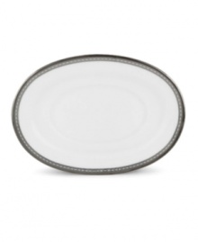 Metropolitan sensibility and modern design combine in Lenox's understated white bone china collection of dinnerware and dishes. Platinum gild along the edge is enhanced by a clean, platinum geometric pattern reminiscent of architectural details Qualifies for Rebate Metropolitan sensibility and modern design combine in Lenox's understated white bone china collection of dinnerware and dishes. Platinum gild along the edge is enhanced by a clean, platinum geometric pattern reminiscent of architectural details Qualifies for Rebate