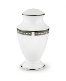 Metropolitan sensibility and modern design combine in Lenox's understated white bone china collection of dinnerware and dishes. Platinum gild along the edge is enhanced by a clean, platinum geometric pattern reminiscent of architectural details Qualifies for Rebate Metropolitan sensibility and modern design combine in Lenox's understated white bone china collection of dinnerware and dishes. Platinum gild along the edge is enhanced by a clean, platinum geometric pattern reminiscent of architectural details Qualifies for Rebate