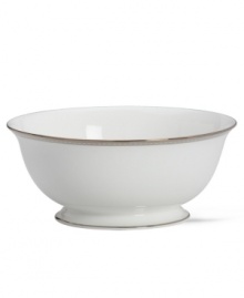 Metropolitan sensibility and modern design combine in Lenox's understated white bone china collection of dinnerware and dishes. Platinum gild along the edge is enhanced by a clean, platinum geometric pattern reminiscent of architectural details. Qualifies for Rebate Metropolitan sensibility and modern design combine in Lenox's understated white bone china collection of dinnerware and dishes. Platinum gild along the edge is enhanced by a clean, platinum geometric pattern reminiscent of architectural details. Qualifies for Rebate