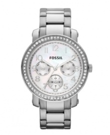 Fossil transformed this boyfriend watch with sparkles and shine.