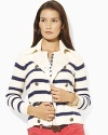 Crafted in soft combed cotton, the Kievy cardigan is rendered in a chic double-breasted silhouette with anchor-embossed buttons for a nautical element.