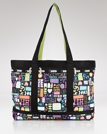 Cooly blending practical design with a fashionable feel, LeSportsac's printed nylon tote makes a smart travel companion. Cooly blending practical design with a fashionable feel, LeSportsac's printed nylon tote makes a smart travel companion.