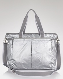 For the style-savvy stroller mom, LeSportsac's nylon baby bag is a chic alternative to the drab diaper bag. Carry it to keep your little one's essentials looking extra cute. For the style-savvy stroller mom, LeSportsac's nylon baby bag is a chic alternative to the drab diaper bag. Carry it to keep your little one's essentials looking extra cute.
