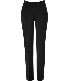 Your workweek just got more chic with these classic straight leg pants from Paul Smith - Flat front, welt pockets, tuxedo-inspired side stripe, single back went pocket, notched back waist, straight leg, slim fit - Wear with a sheer blouse, a bold shoulder blazer, and pumps