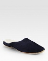 Outdoor stepping may not be an option once slipping into these luxurious suede slippers, fully lined in genuine sheepskin for an incredibly warm and cozy fit.Suede upperSheepskin liningMade in EnglandFur origin: Belgium