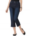 Special details like rhinestone-studded pockets and vented hems make Style&co.'s capri jeans a must-have! The dark blue wash is ultra figure-flattering, too.