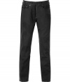 Stylish jeans in a cotton-polyester blend - black denim material that has a wax coating - terrific, fashionable look that can be combined with all stylish trends - really fantastic for days with a simple wind jacket, pullover, shirt, or even in the evening with a cool jacket - straight, slim, body-hugging, makes a sexy figure - works with sneakers, booties, half-shoes