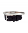 Edgy and unique, Maison Martin Margielas leather and metal bracelet adds instant rocker-appeal to your look - Buckled leather strap, metal bangle - The perfect finishing touch for modern-minimalist looks