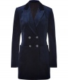 Finish your outfit on a festive note with Closeds rich navy velvet coat, an understated chic take on one of this seasons must-have looks - Peaked lapel, long sleeves, buttoned cuffs, double-breasted buttoned front, patch and slit pockets - Tailored fit - Perfect for finishing work to cocktail ensembles