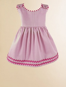 An adorable look for a picnic or a portrait in lightweight cotton piqué with vibrant rick rack trim. Covered button shoulder closures High waist Cotton; machine wash Made in USA FOR PERSONALIZATION Select a quantity, then scroll down and click on PERSONALIZE & ADD TO BAG to choose and preview your personalization options. An adorable look for a picnic or a portrait in lightweight cotton piqué with vibrant rick rack trim. Covered button shoulder closures High waist Cotton; machine wash Made in USA FOR PERSONALIZATION Select a quantity, then scroll down and click on PERSONALIZE & ADD TO BAG to choose and preview your personalization options.