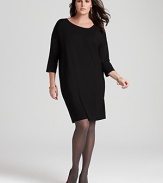 An asymmetrical neckline on this soon-to-be-favorite Eileen Fisher knit dress is the stylish way to showcase the season's standout tights and heels.