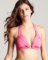 Draped halter swim top with twisted buckle detail from BECCA® by Rebecca Virtue.