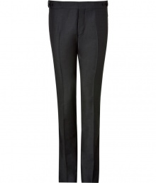 With a modern edge, these luxe tuxedo-style pants inject instant elegance into your evening look - Slim-cut pants, button-detailed waistband, satin tuxedo stripe down leg, back welt pockets with button, back and front crease details - Pair with a sleek button down, matching blazer, and dress shoes With a modern edge, these luxe tuxedo-style pants inject instant elegance into your evening look - Slim-cut pants, button-detailed waistband, satin tuxedo stripe down leg, back welt pockets with button, back and front crease details - Pair with a sleek button down, matching blazer, and dress shoes