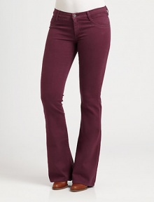 Featuring a universally flattering high-rise fit and elongating flared leg, you will not want to take off these stretch-cotton jeans. Button closureZip flyBelt loopsFront and back pocketsInseam, about 36Rise, about 981% cotton/17% polyester/2% elastaneMachine washMade in USA