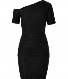 Super soft and exquisitely seductive, James Perses black bare shoulder dress adds a sensuous edge to cocktail and off-duty looks alike - Asymmetrical-neckline, short sleeves, ruched sides, fitted silhouette - Pairs equally stunningly with sky-high pumps and sweet flat sandals Super soft and exquisitely seductive, James Perses black bare shoulder dress adds a sensuous edge to cocktail and off-duty looks alike - Asymmetrical-neckline, short sleeves, ruched sides, fitted silhouette - Pairs equally stunningly with sky-high pumps and sweet flat sandals
