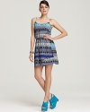 Cool cobalt and tropical turquoise brighten this ikat-print Aqua dress, adding interest to your nine-to-five with an easy, feminine silhouette. Add a blazer for client calls, but vibrant wedges for cocktails.