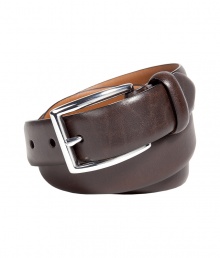Add a polished finishing touch to your ensemble with Ralph Laurens elegantly understated brown leather belt - Medium-width style, in a smooth, supple genuine cowhide - Rectangular silver buckle and fastening - Classically cool, perfect for pairing with everything from pullover and jeans or cords to button downs, blazers and suit trousers Add a polished finishing touch to your ensemble with Ralph Laurens elegantly understated brown leather belt - Medium-width style, in a smooth, supple genuine cowhide - Rectangular silver buckle and fastening - Classically cool, perfect for pairing with everything from pullover and jeans or cords to button downs, blazers and suit trousers